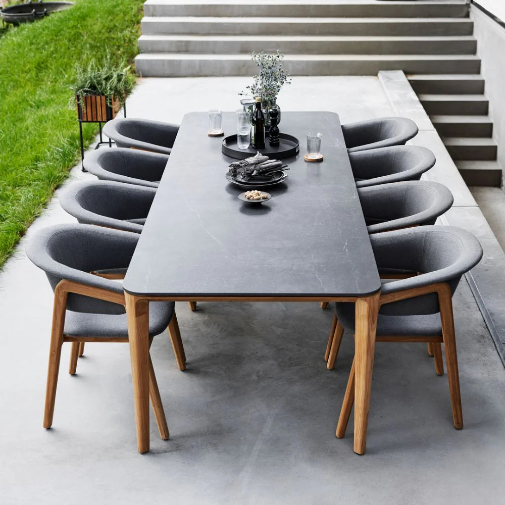 ASPECT Large Outdoor Dining Table - Teak & Ceramic - Image 4