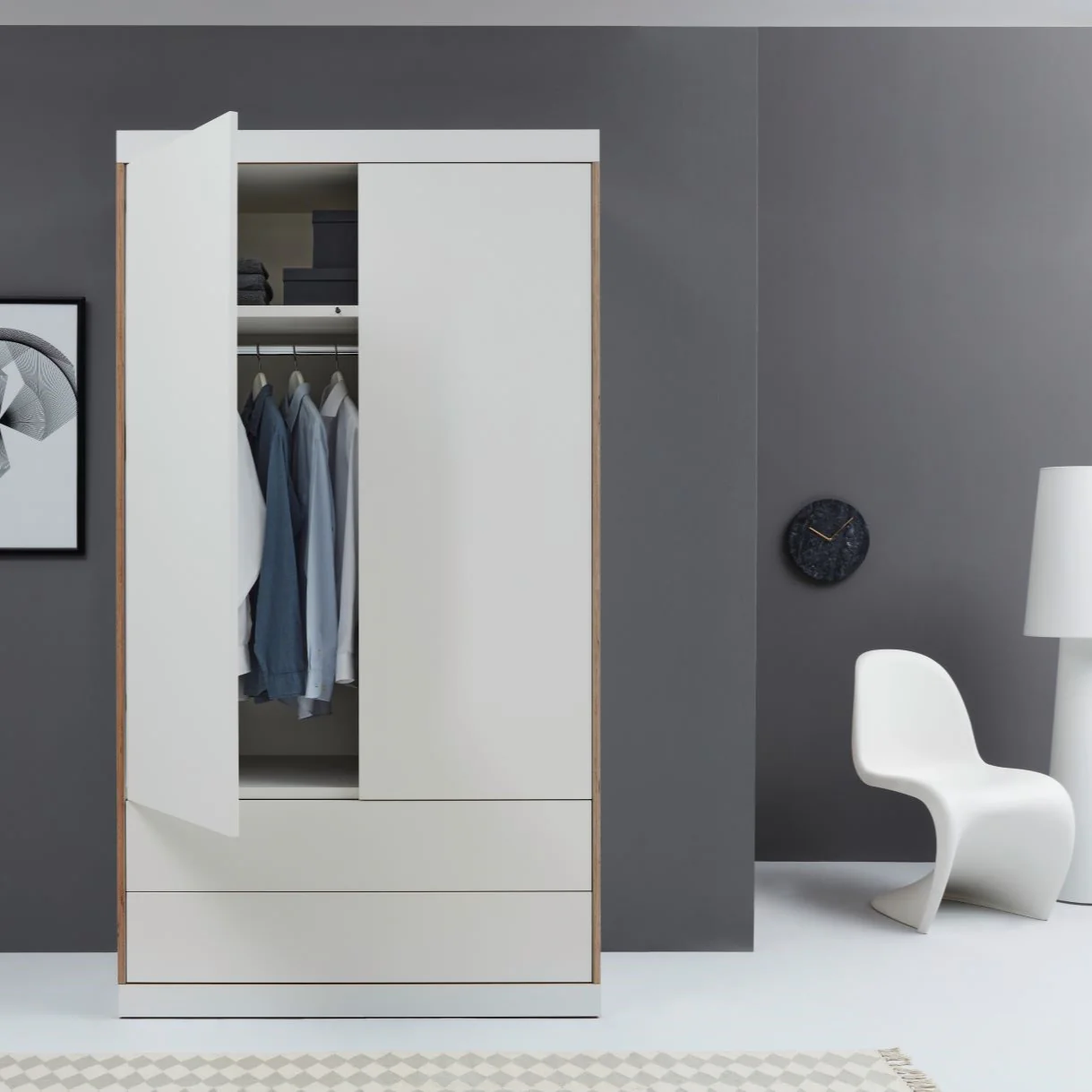 FLAI Double Wardrobe with External Drawers - Image 3