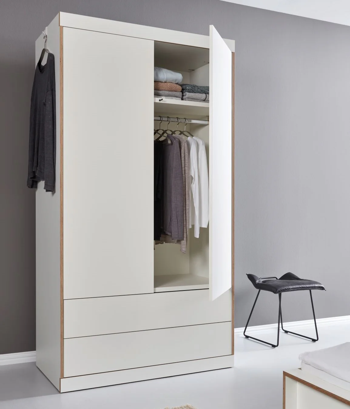 FLAI Double Wardrobe with External Drawers - Image 4