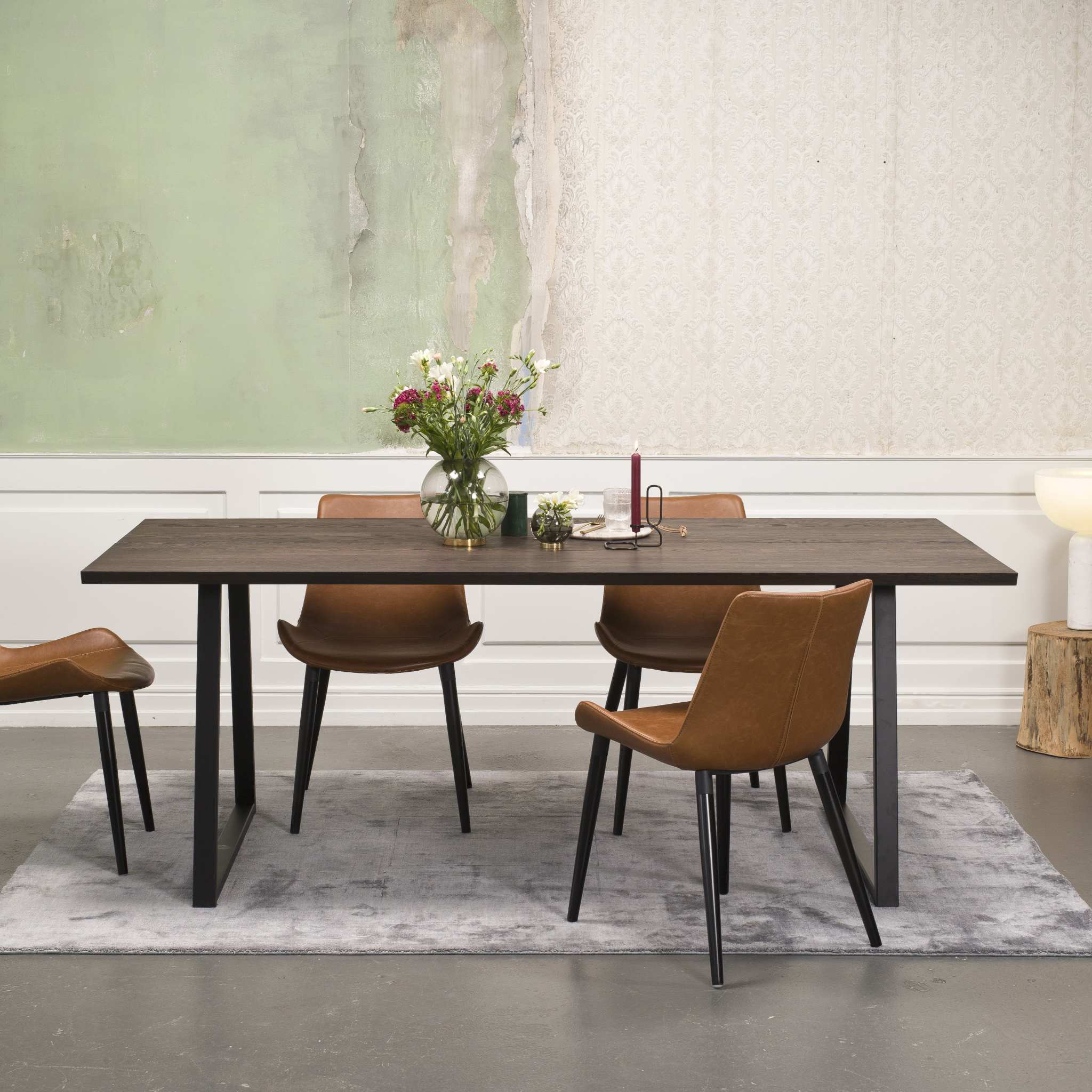 FOREST Solid Wood Dining Tables with Steel Trapez Legs - Image 3