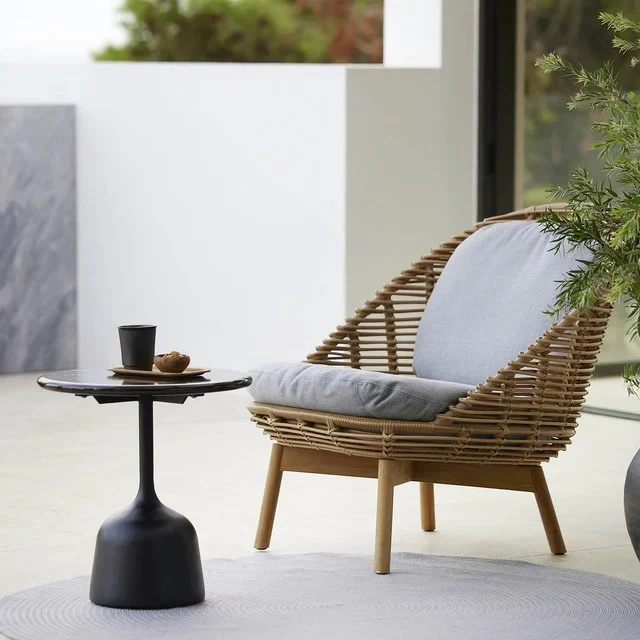 GLAZE Round Outdoor Coffee Table / Side Table - Stone & Aluminium - Image 10