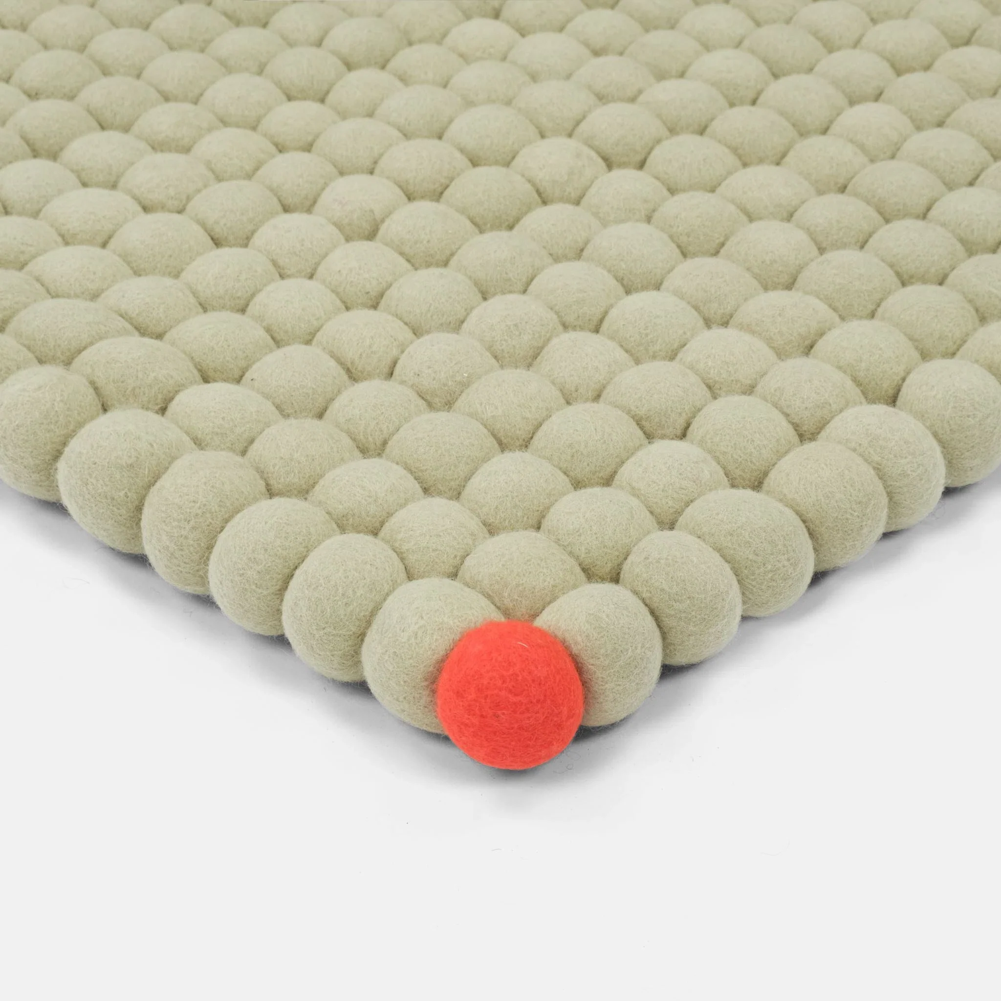 GREEN-BEIGE Big One Felt Ball Rectangular Rugs - Image 3