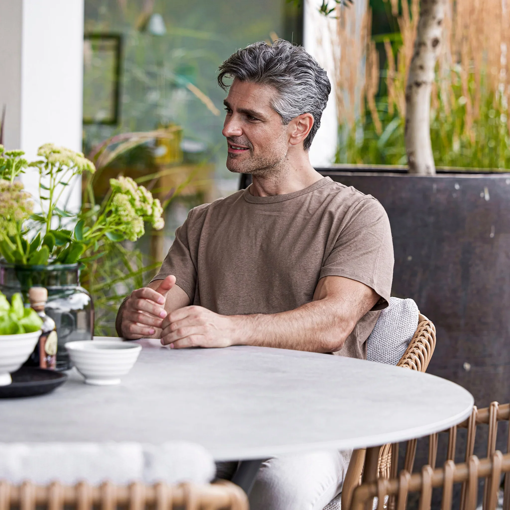 JOY Round Outdoor Table - Aluminium with Ceramic or Teak Top - Image 12