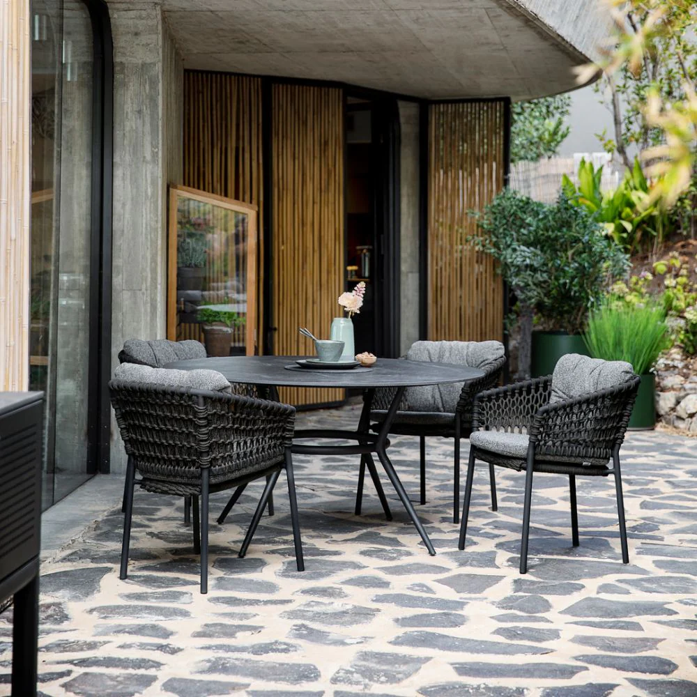 JOY Round Outdoor Table - Aluminium with Ceramic or Teak Top - Image 5