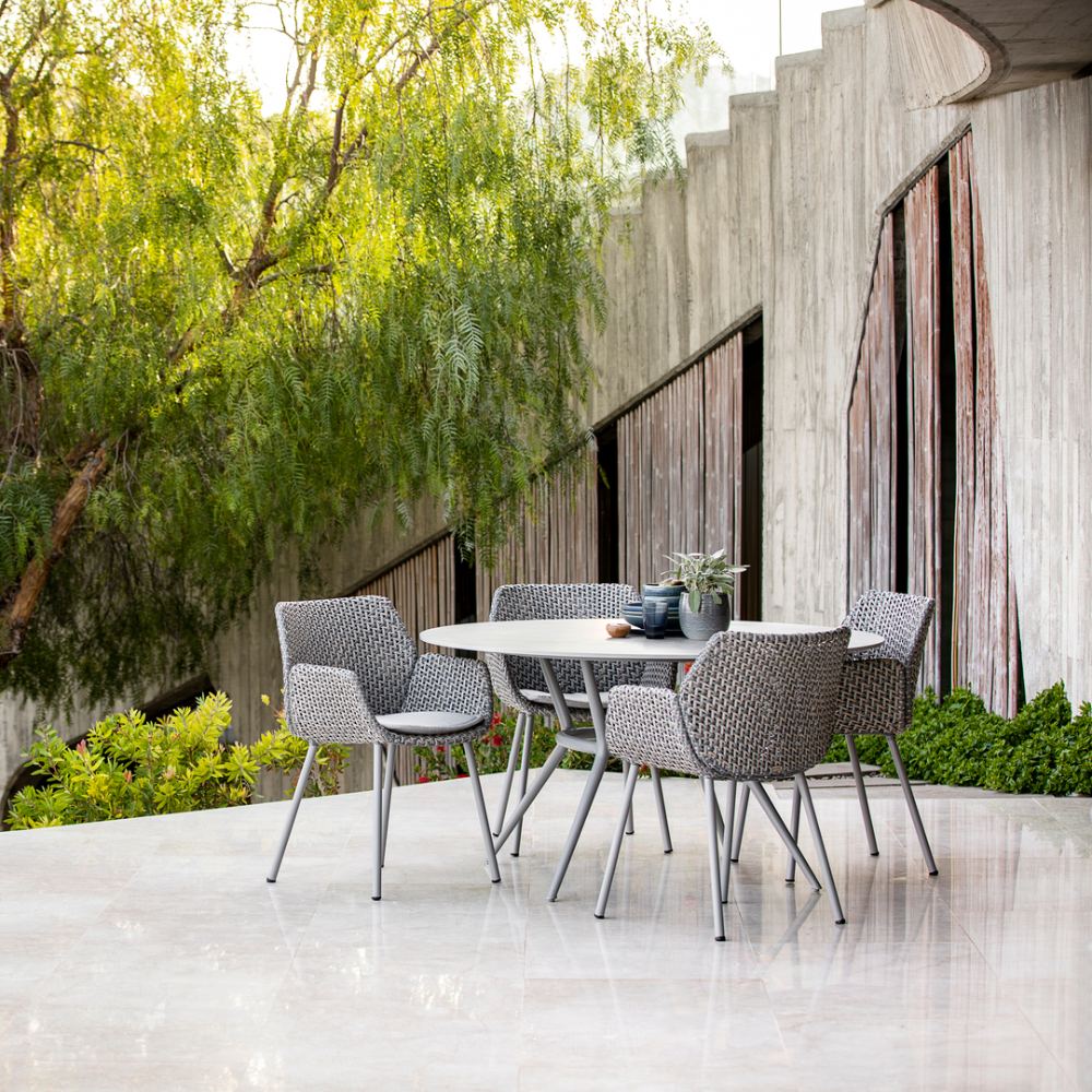 JOY Round Outdoor Table - Aluminium with Ceramic or Teak Top - Image 8