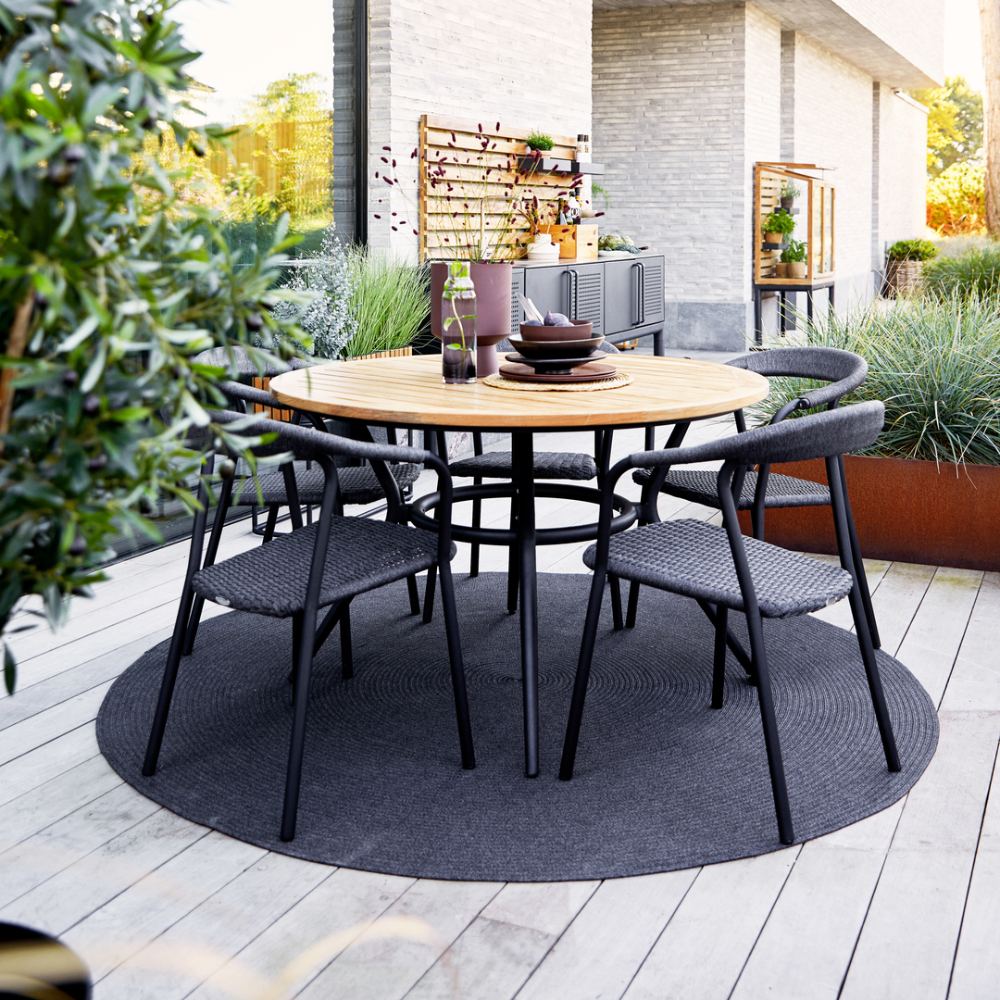 JOY Round Outdoor Table - Aluminium with Ceramic or Teak Top - Image 9