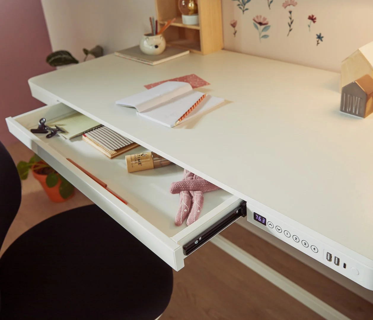 RISE Electrical Adjustable Desk with Drawer and USB - Image 5