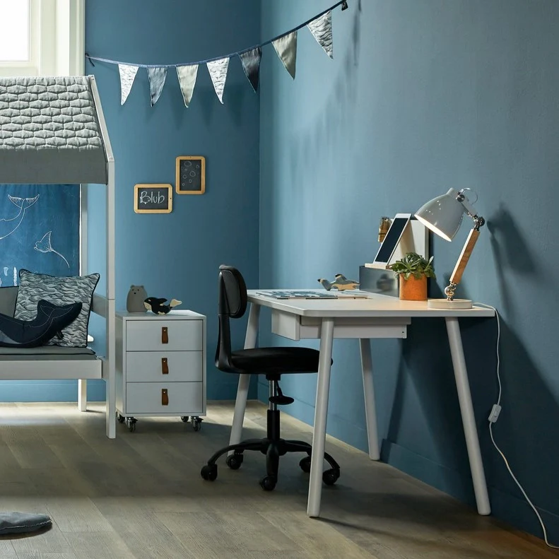 Wooden Desk with Drawer and Storage Stand - Image 4