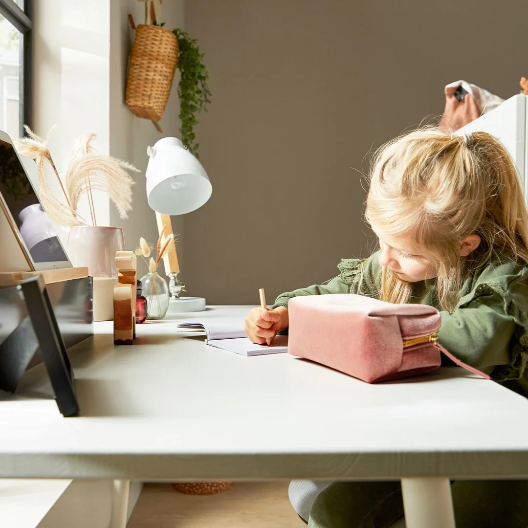 Wooden Desk with Drawer and Storage Stand - Image 5